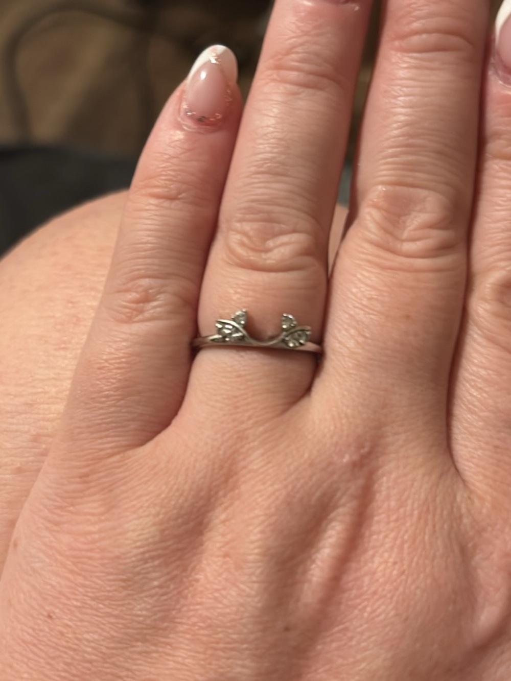 White Open Crown Wedding Band - Women's Jewelry